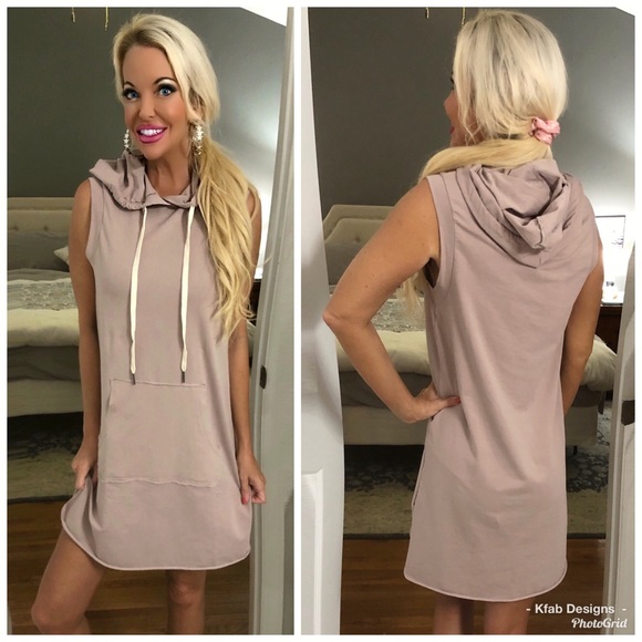 ❤️LAST 1! French Terry Raw Edge Hoodie Dress! - Picture 6 of 8